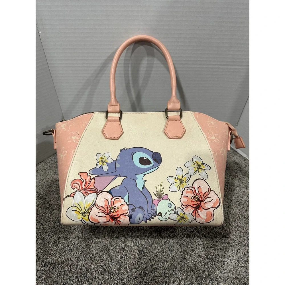 Satchel Bag Loungefly Disney Womens Pink Good Stitch Floral Tropical Scrump OS
